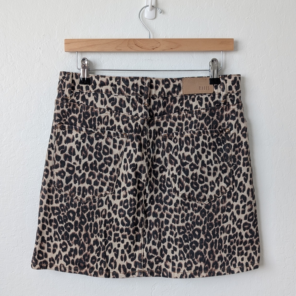 Rails Leopard-Print Denim Mini Skirt Size 28 ๐ - Picture 2 of 9